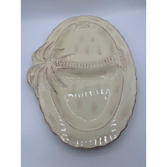 Palm Tree Stoneware Divided Platter Dish by Pacific 15" box 3D - Picture 13 of 13